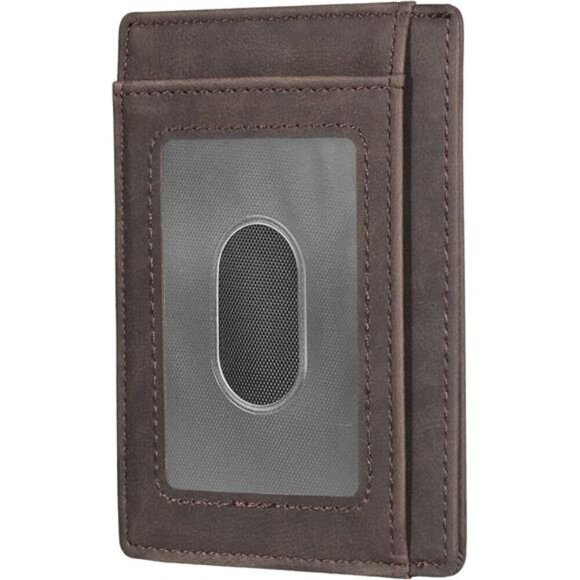 Front Pocket Minimalist Leather Slim Wallet RFID Blocking Medium Size - Picture 3 of 5